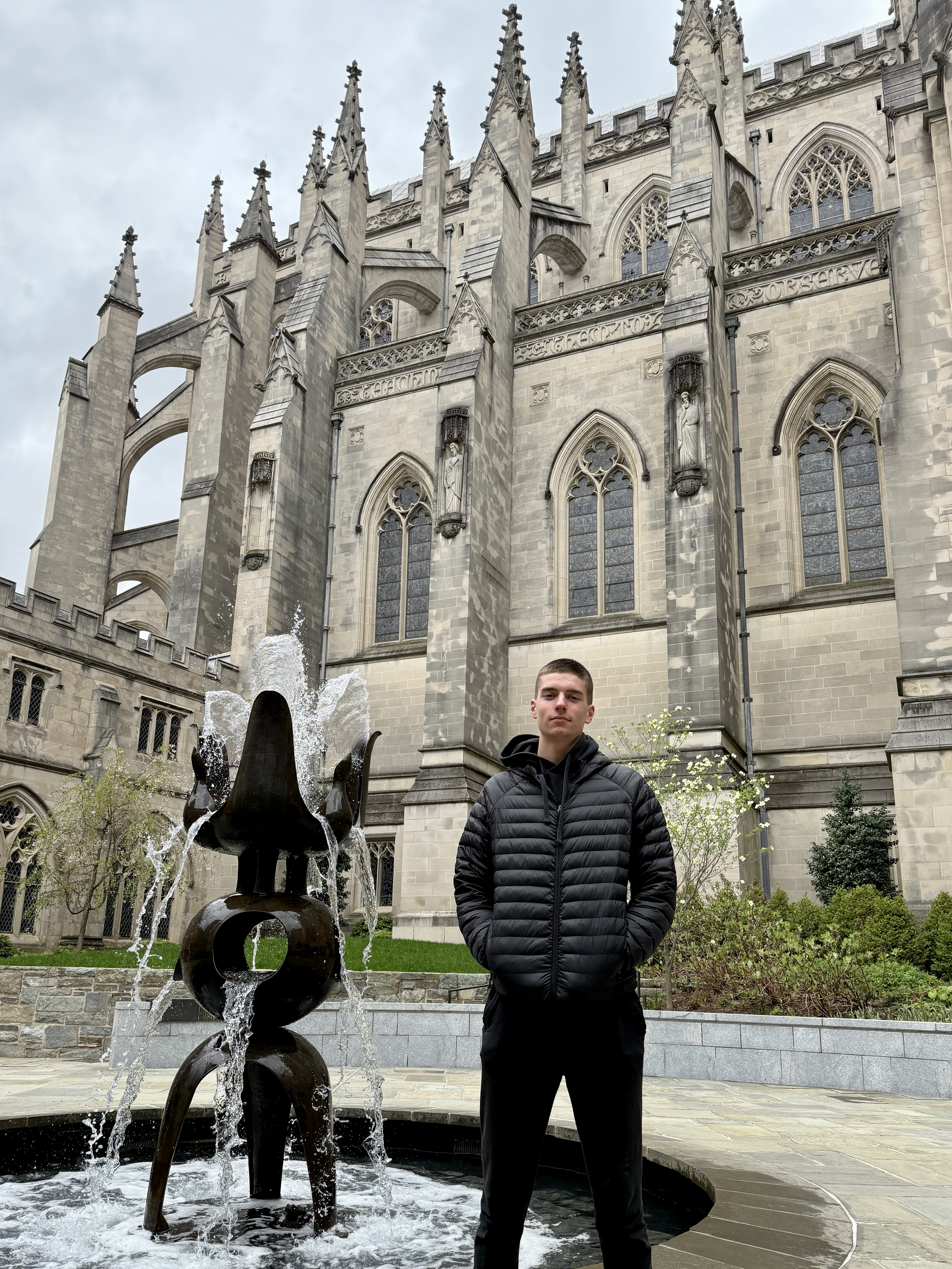 Dylan in front of the National Cathedral